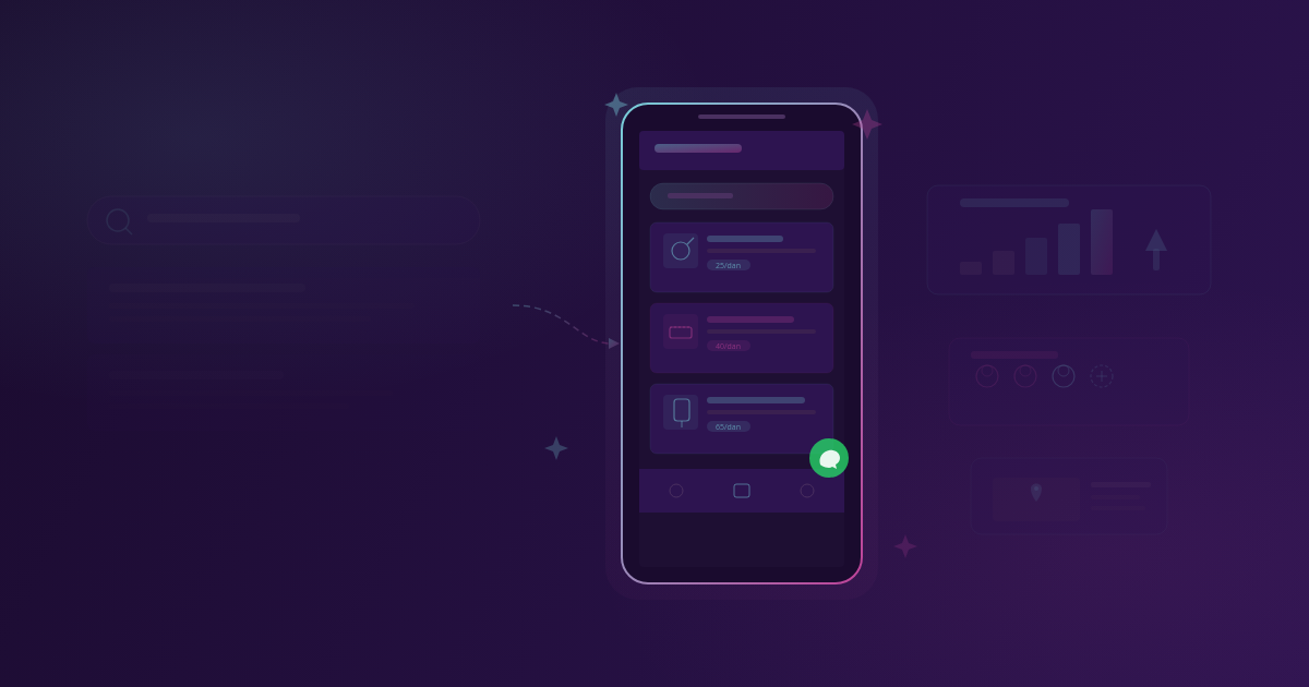 Ilustracija web stranice za najam alata s cijenama po danu